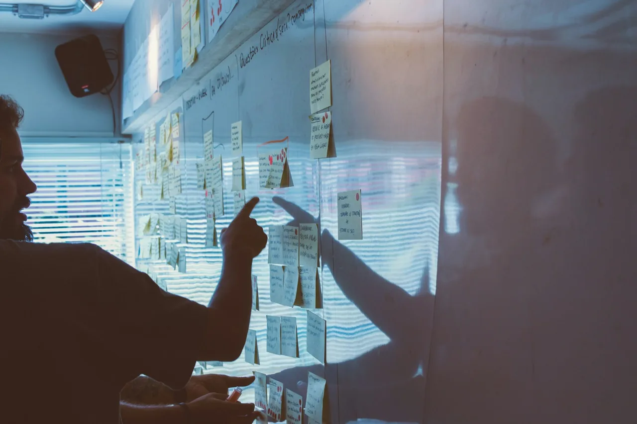 Team mapping out a growth strategy on a whiteboard